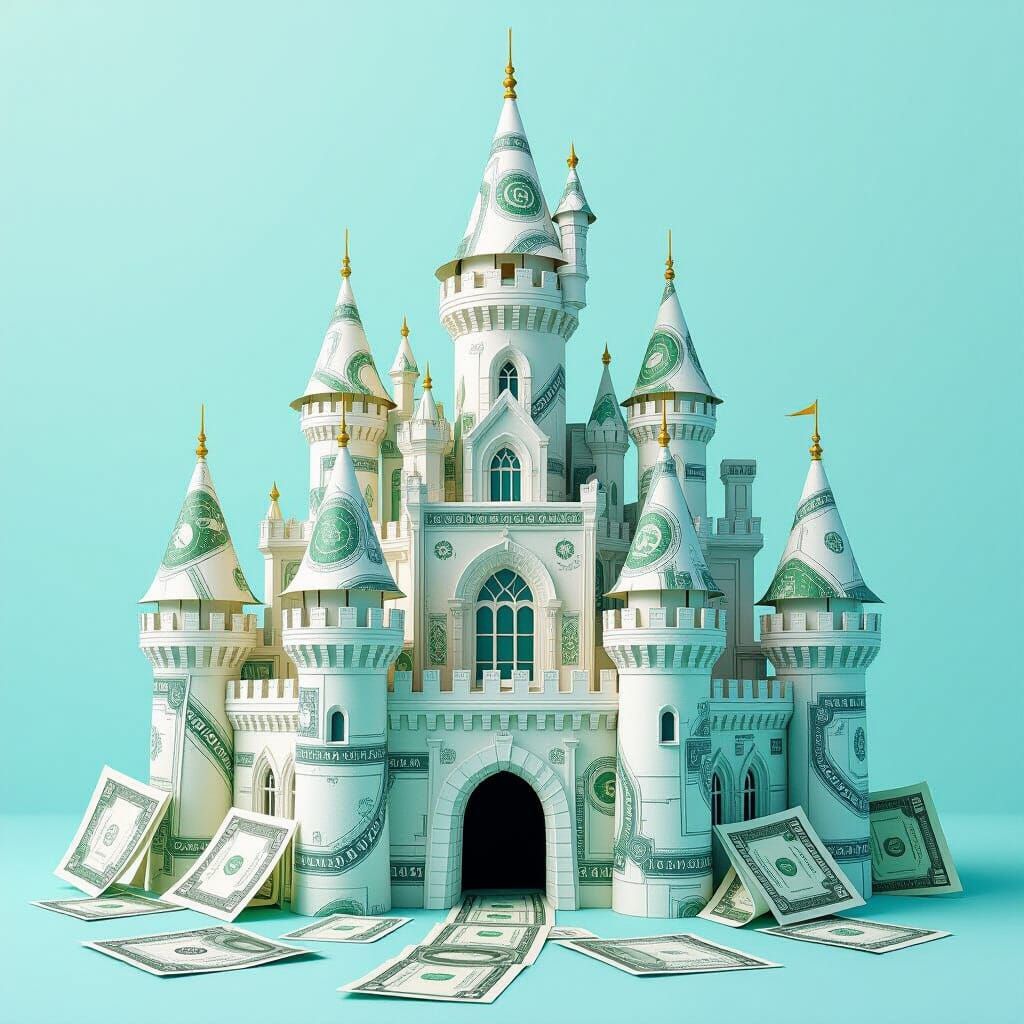Majestic Paper Money Castle Digital Painting