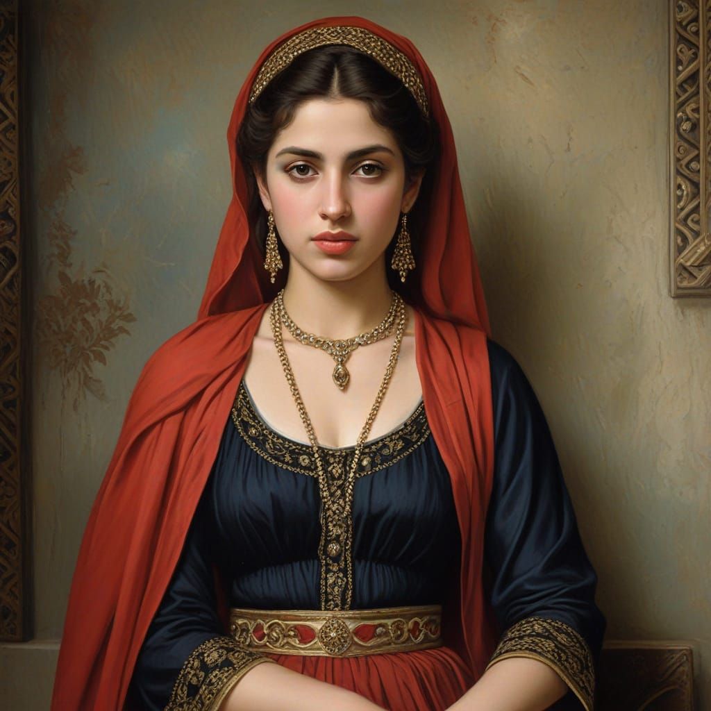 Iraqi Woman Portrait in Oil Painting Style