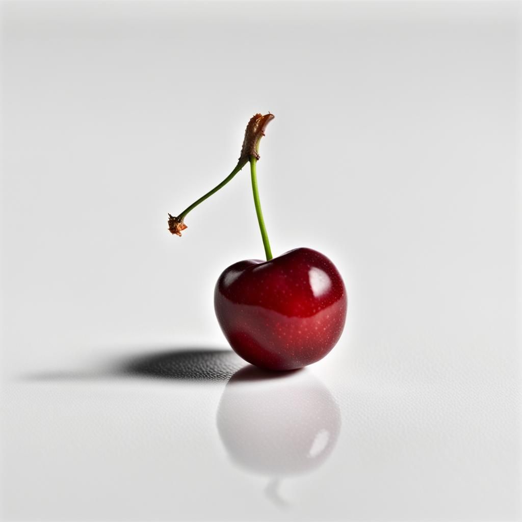 Single Cherry on White: Minimalist Still Life