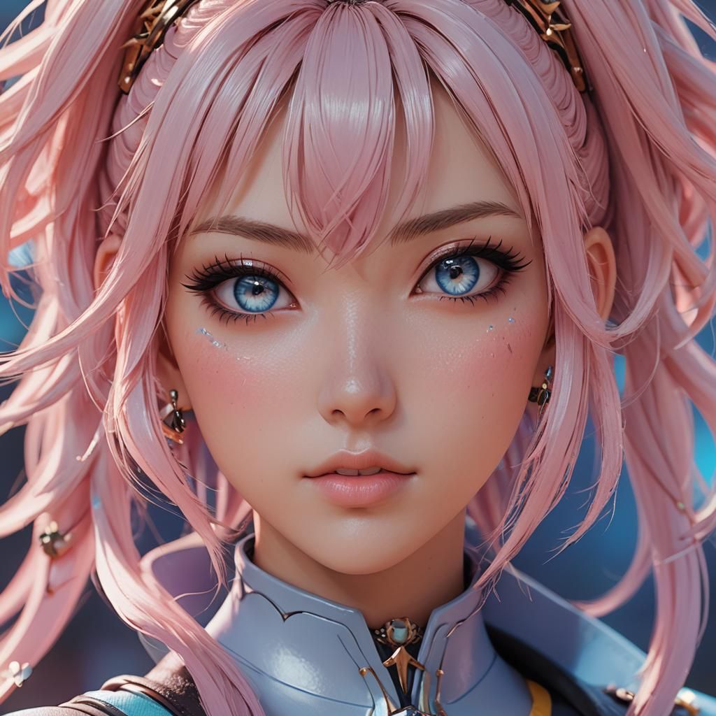 Anime Girl with Piercing in 3D Art Style