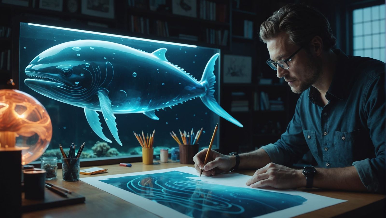 Calligrapher Demonstrates Styles in Studio