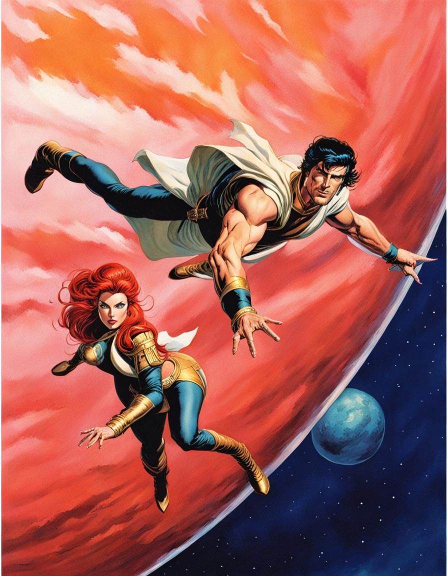 Comic Book Image of Storm and Ember in Space