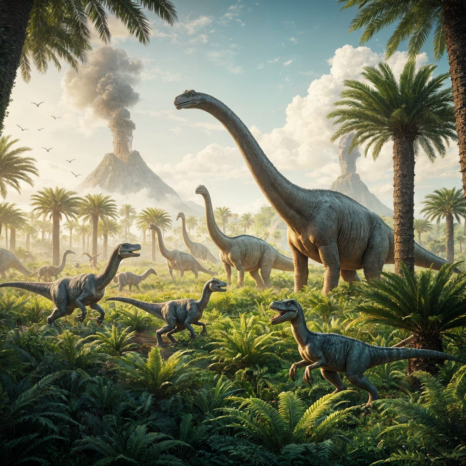 Vibrant Jurassic Period Landscape and Life