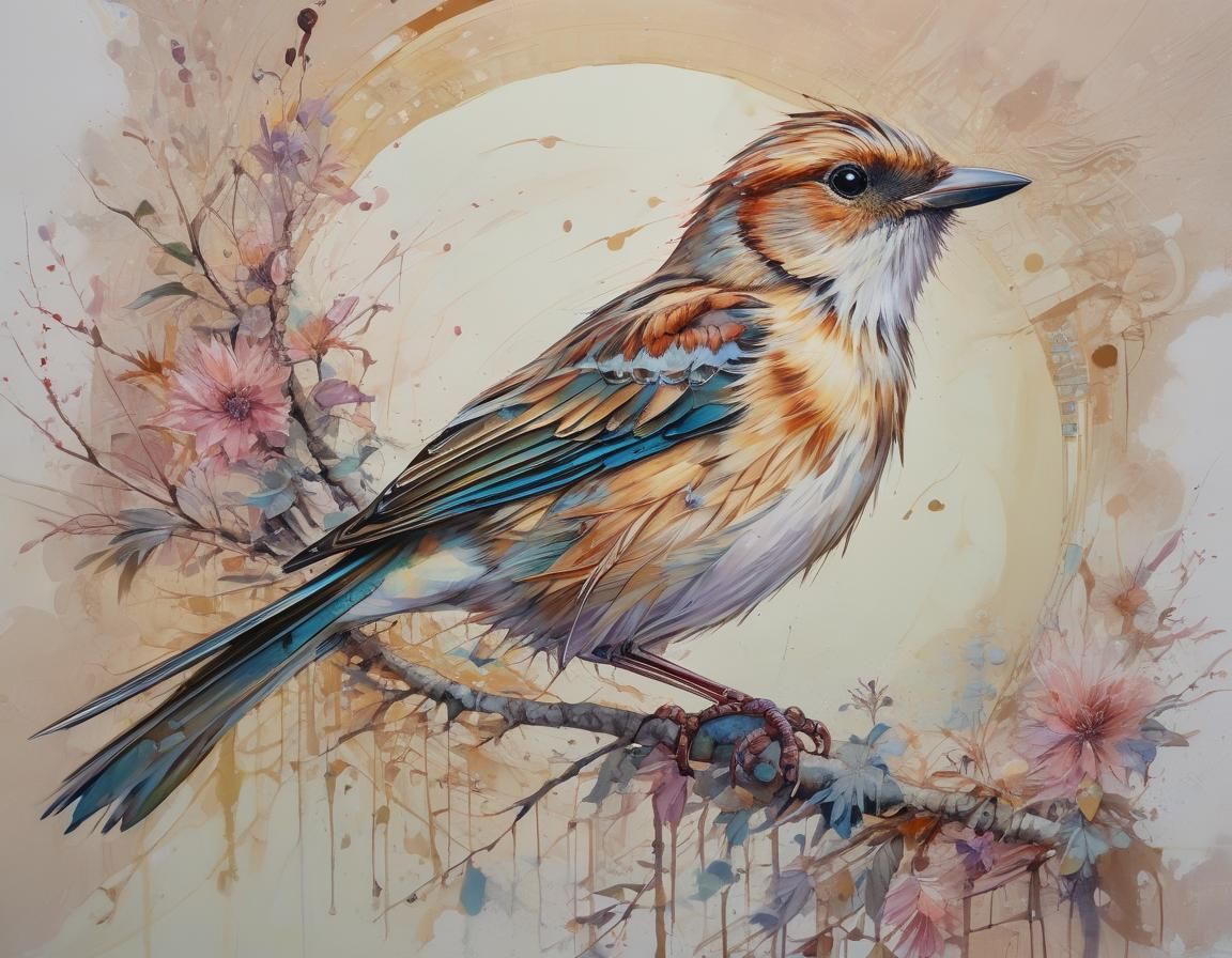 Colorful Bird Portrait in an Open Impressionism Style