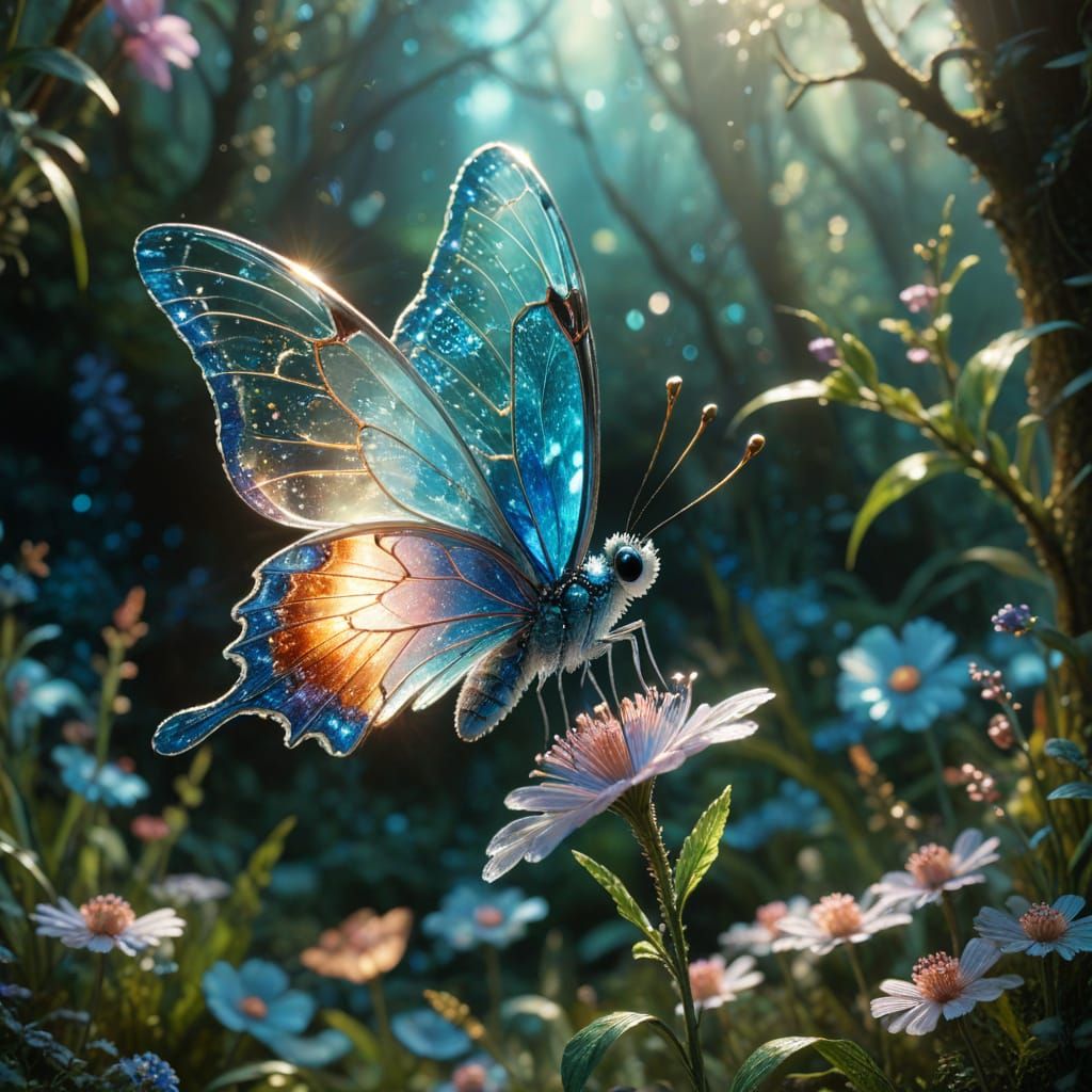 Crystal Butterfly on Fox Nose in Enchanted Garden