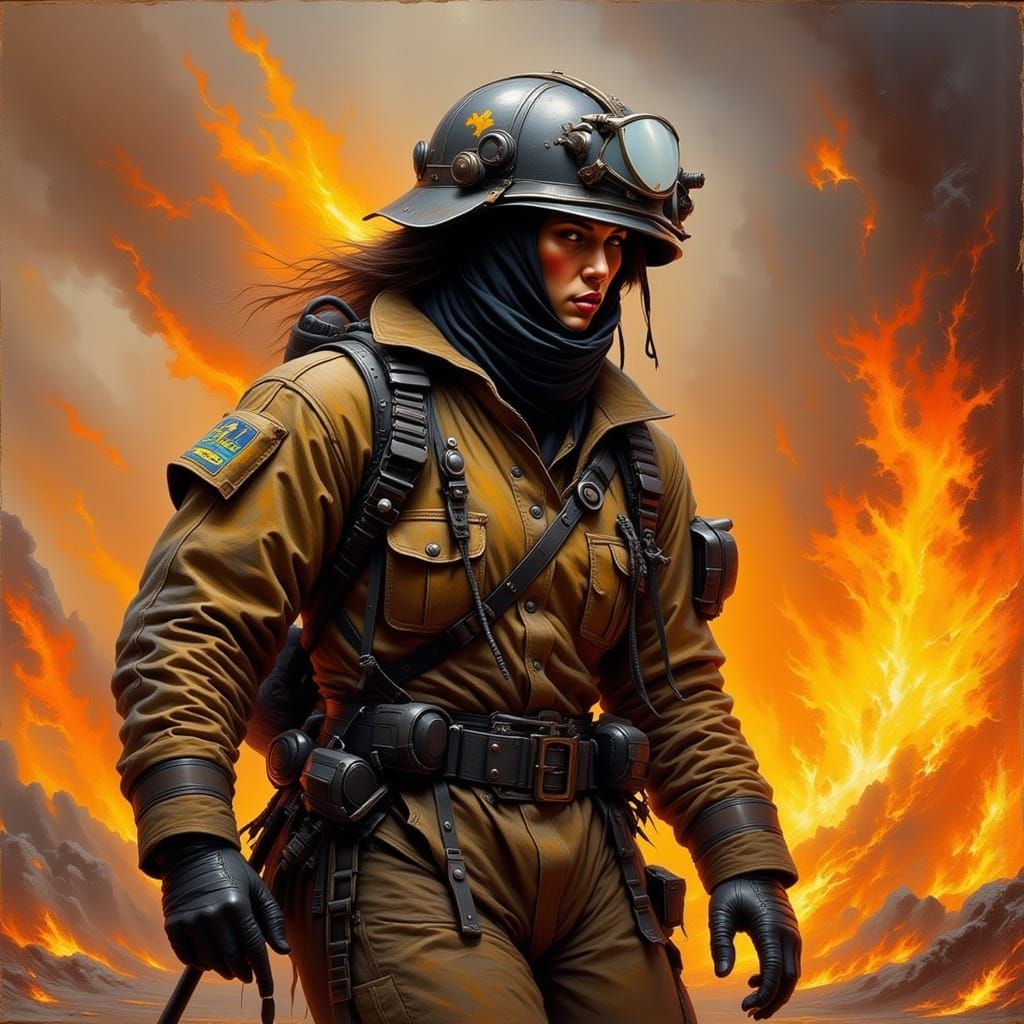 Female Firefighter Battles Blaze in Dystopian Future