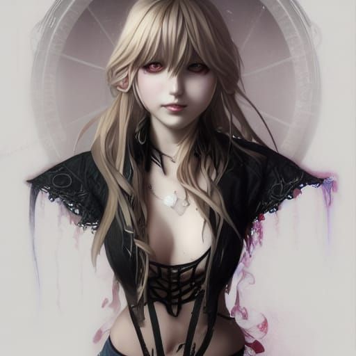 Gothic Portrait of Misa Amane in Digital Art Style