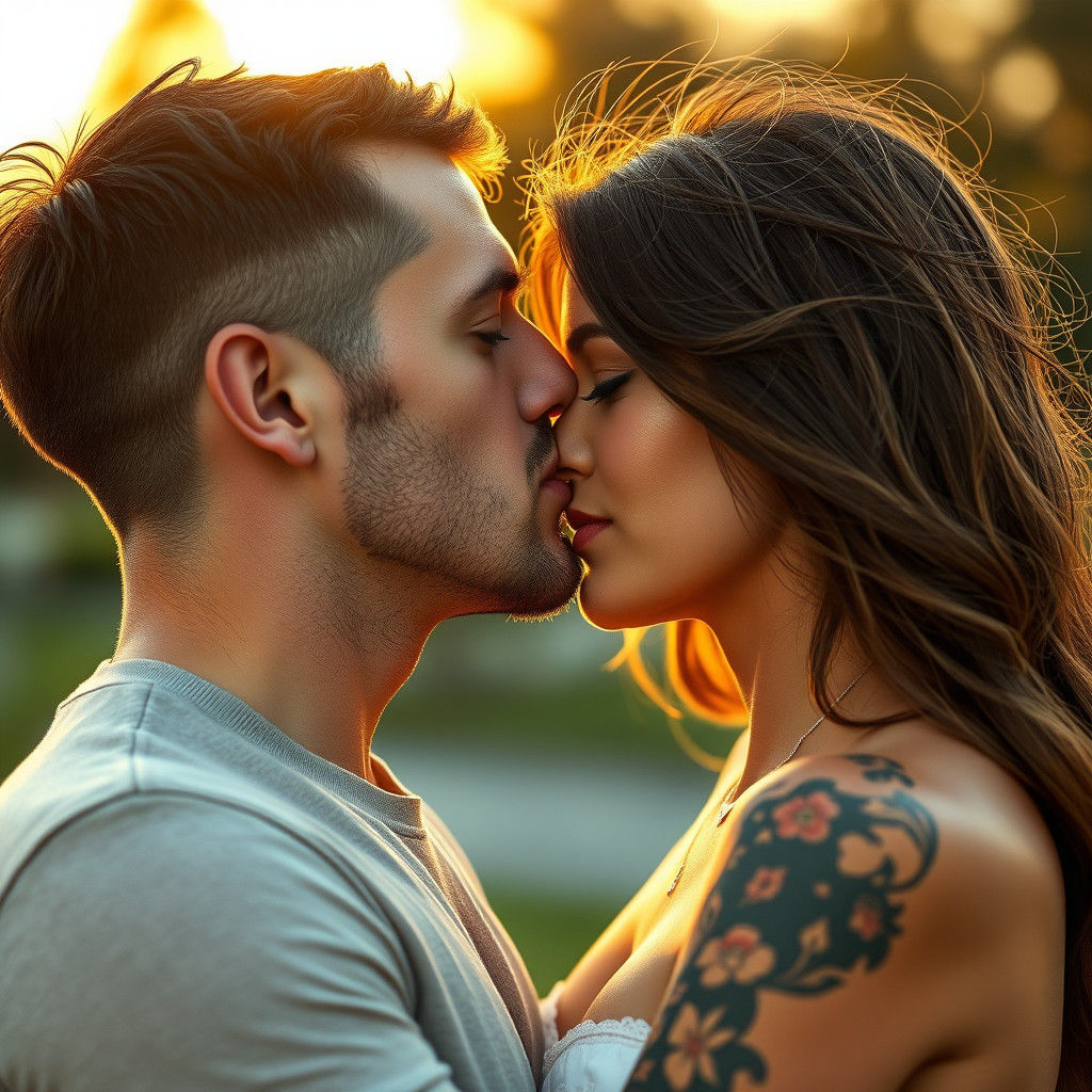 Intimate Kiss in Hyperrealistic HDR Portrait