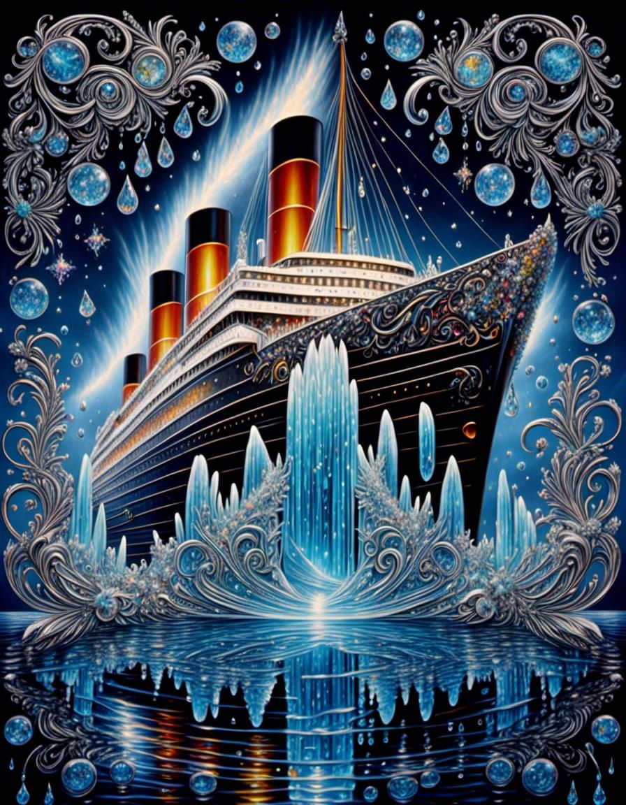 Titanic Ice Sculpture in Decoupage Style
