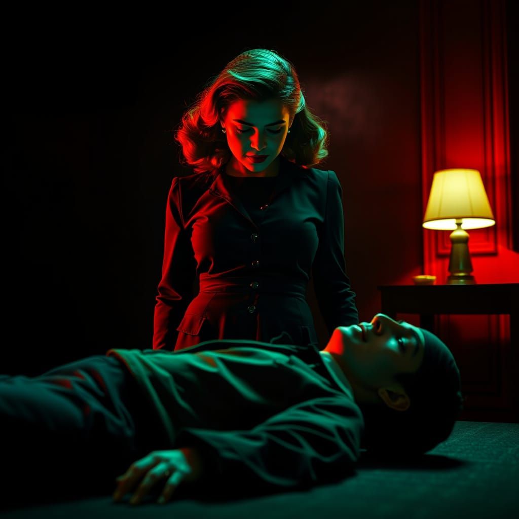 1950s Film Noir Murder Scene