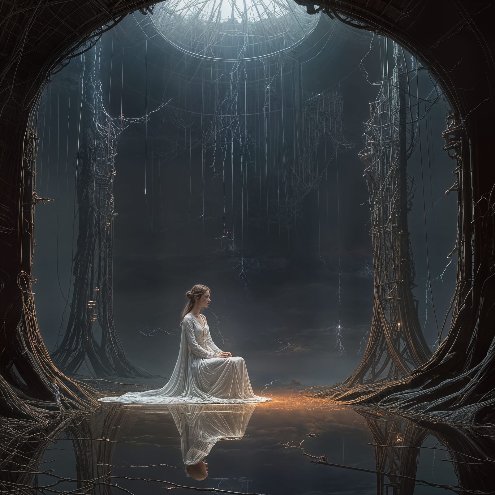 Enchanted Faraday Cage Scene in a Dramatic Dreamscape