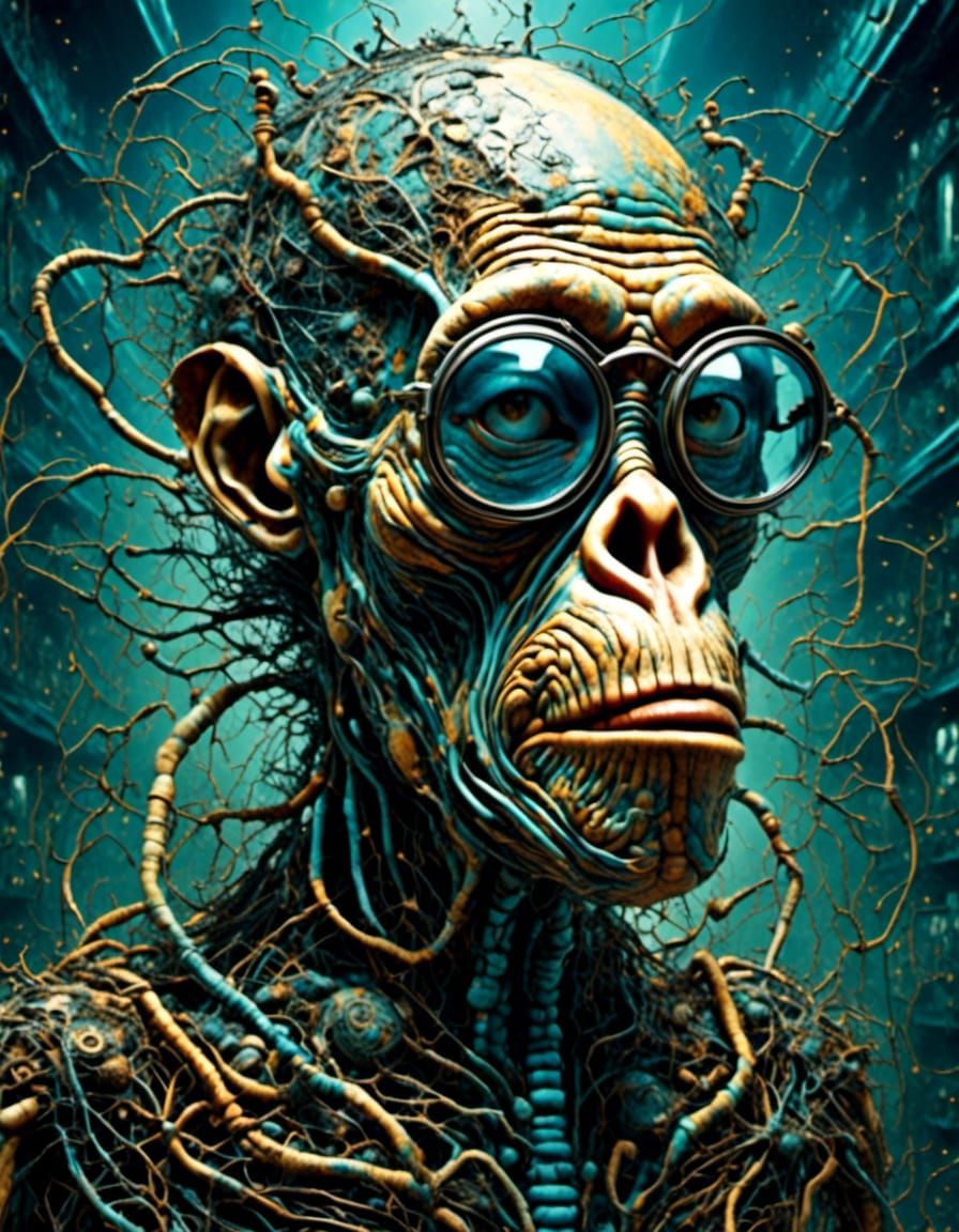 Futuristic Virtual Hospital with Hyperreal Ape