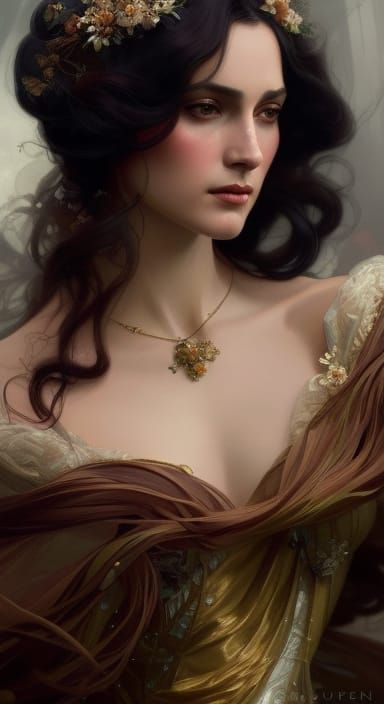 Woman in Silk Gown: A Rutkowski-Inspired Portrait