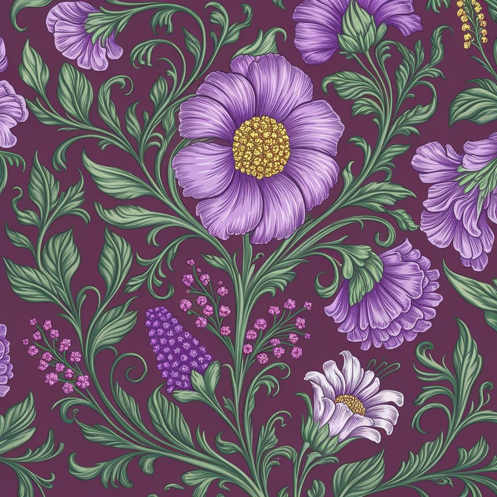 Abstract Baroque Floral Art with Pop Art Texture