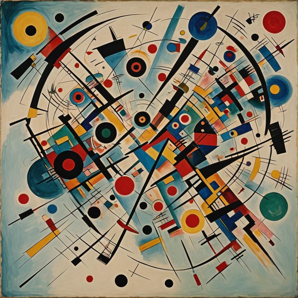 Abstract Geometric Painting in Avant-Garde Style