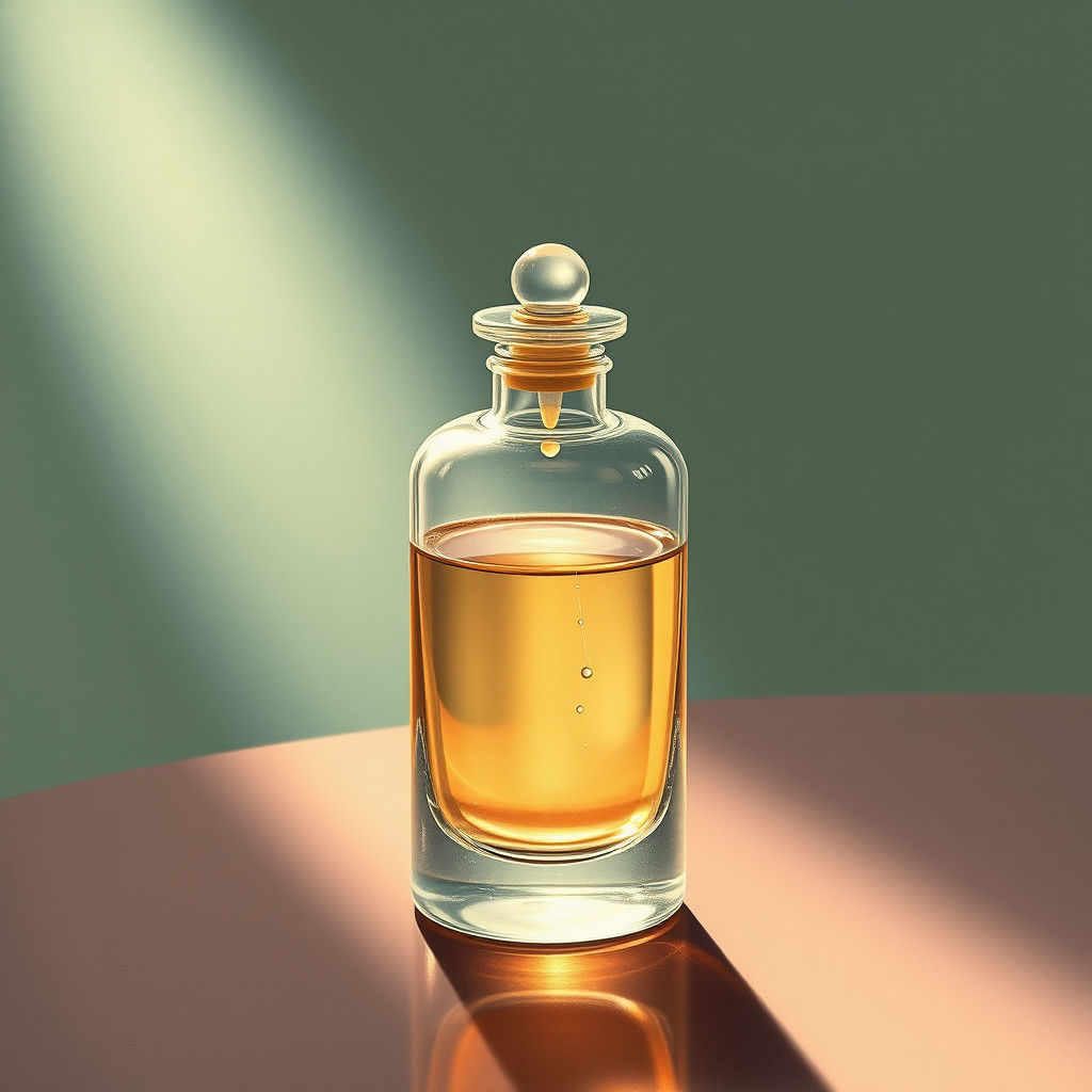 Crystal Perfume Bottle with Shimmering Liquid in Art Nouveau