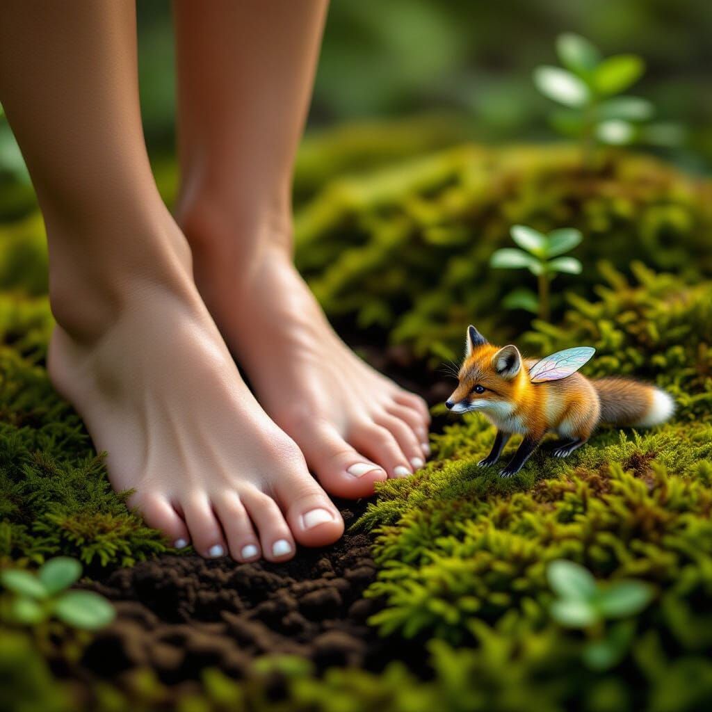 Bare Feet in Cohabitation Garden: Macro Photography