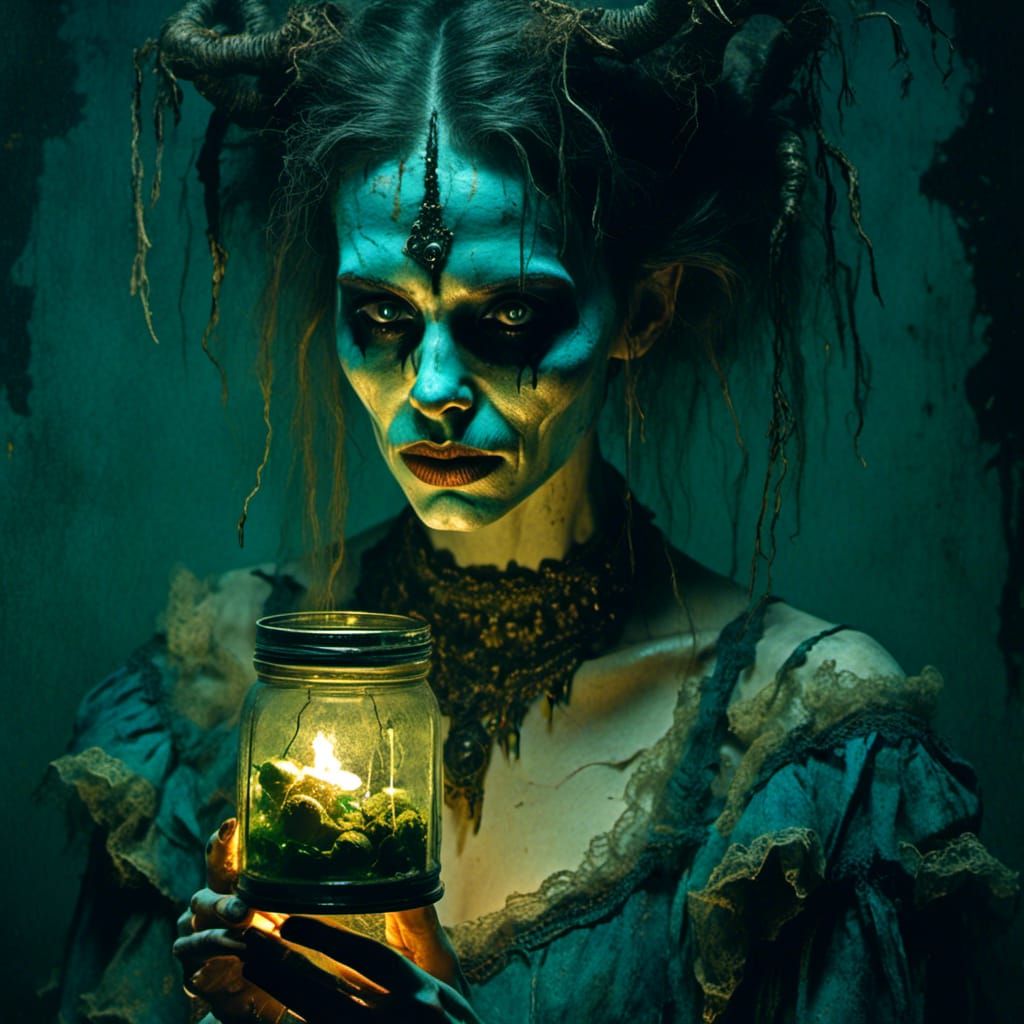 Terrifying Witch Portrait in Dark Fantasy Style