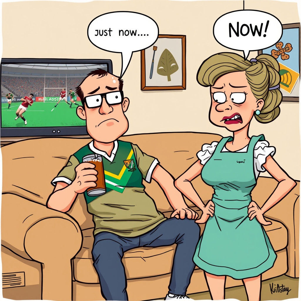 Humorous Cartoon of a South African Rugby Fan