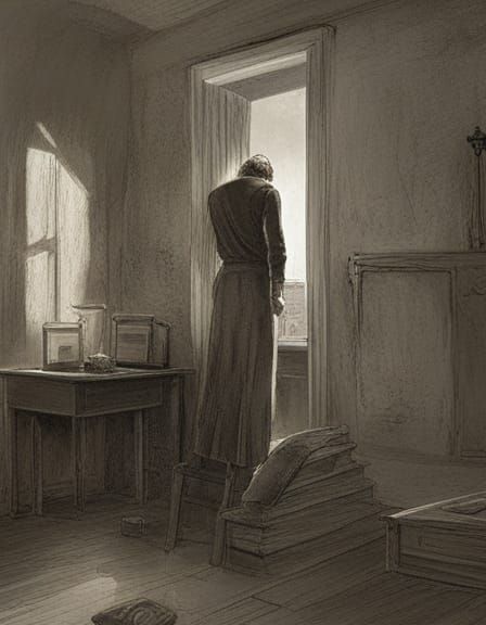 Sinister Horror Scene in Dark House