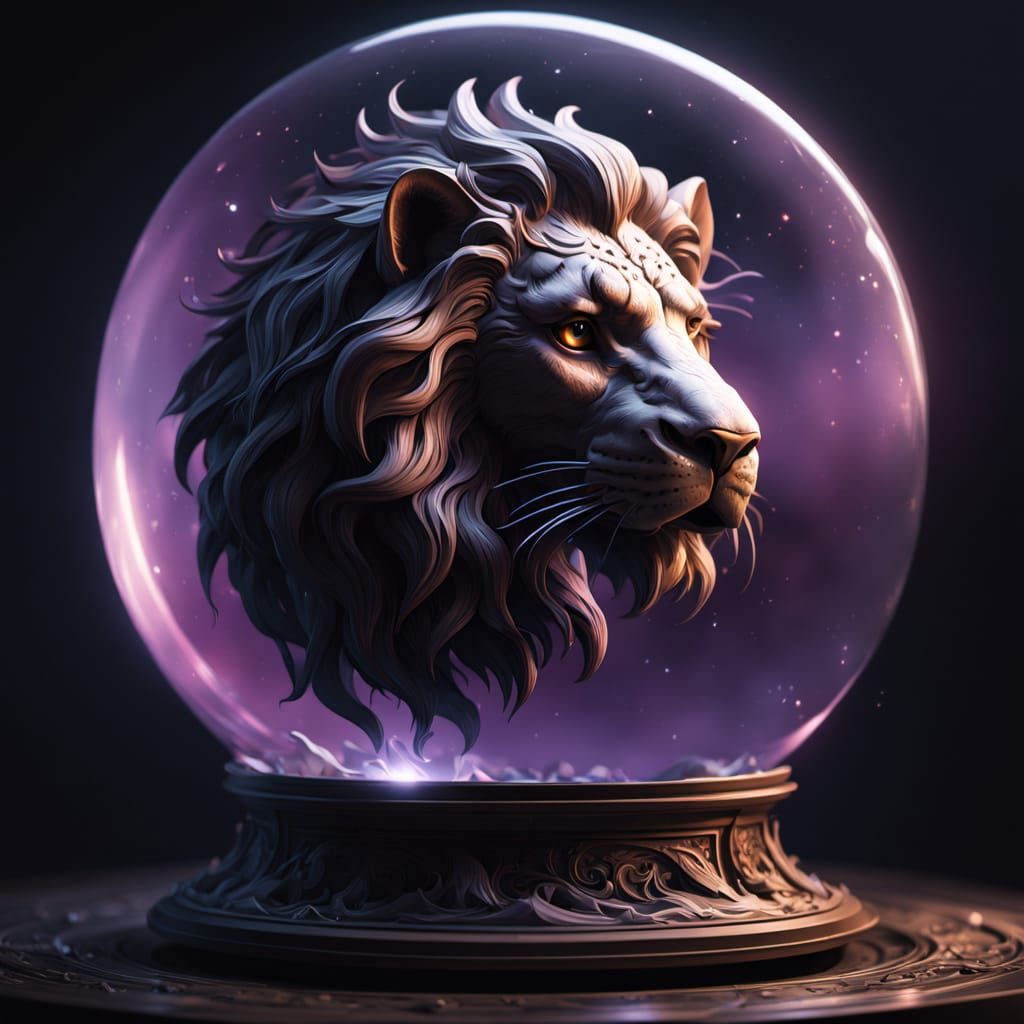 Surreal Creature Gazes into a Crystal Ball in Rich, Dark Fan...