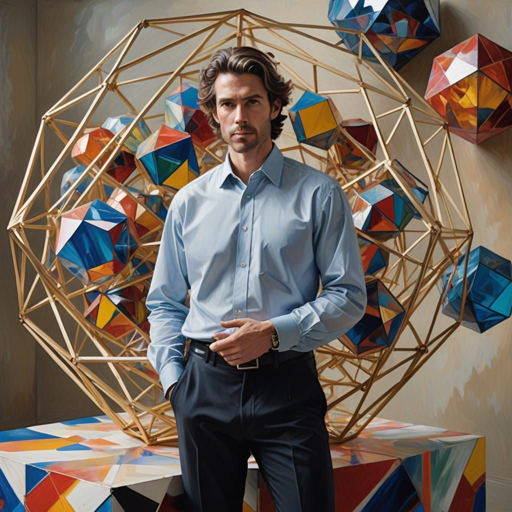Confident Gentleman Emerges from Cubicuboctahedron Framework...