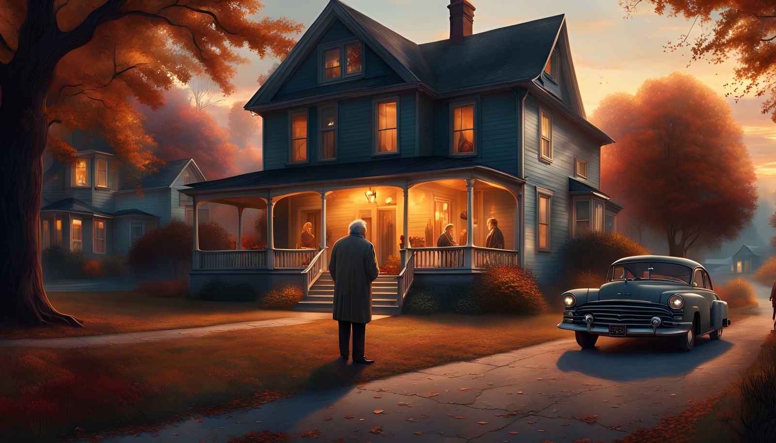 Autumn Dusk at Home: A Digital Matte Painting