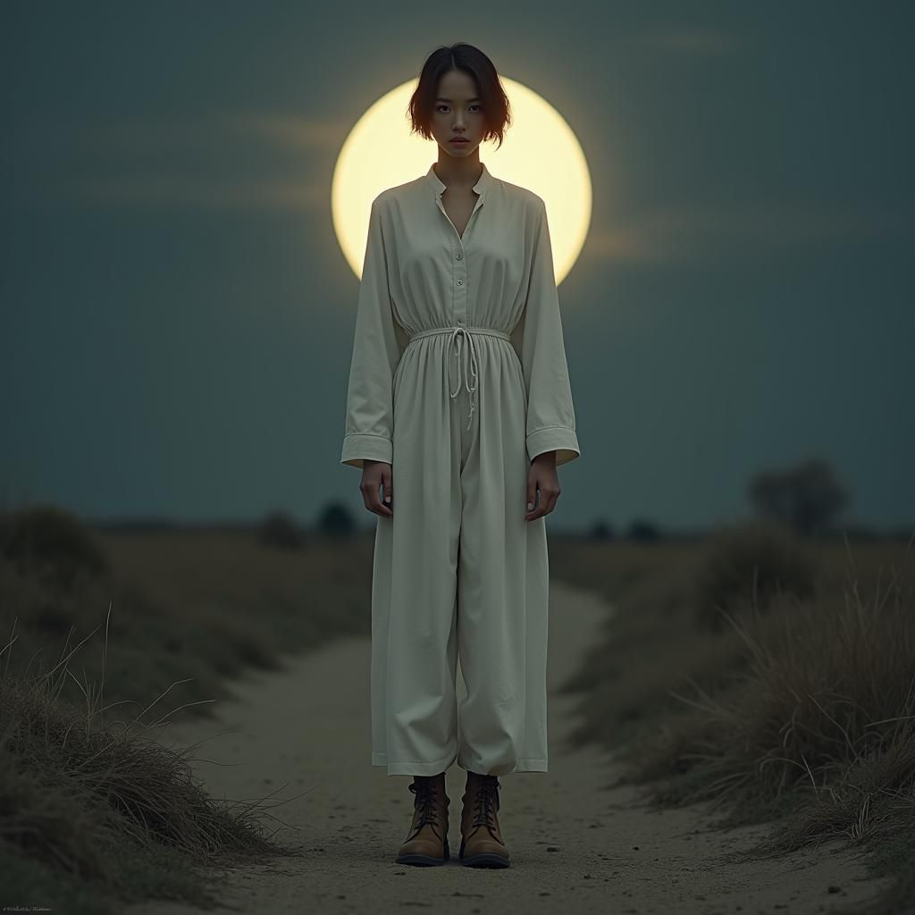 Serene Maiden Illuminated by Lunar Light