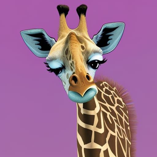 Giraffe Coloring Book Illustration in 3D Digital Art