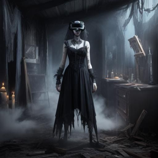 Gothic Model in Haunted VR Horror Scene