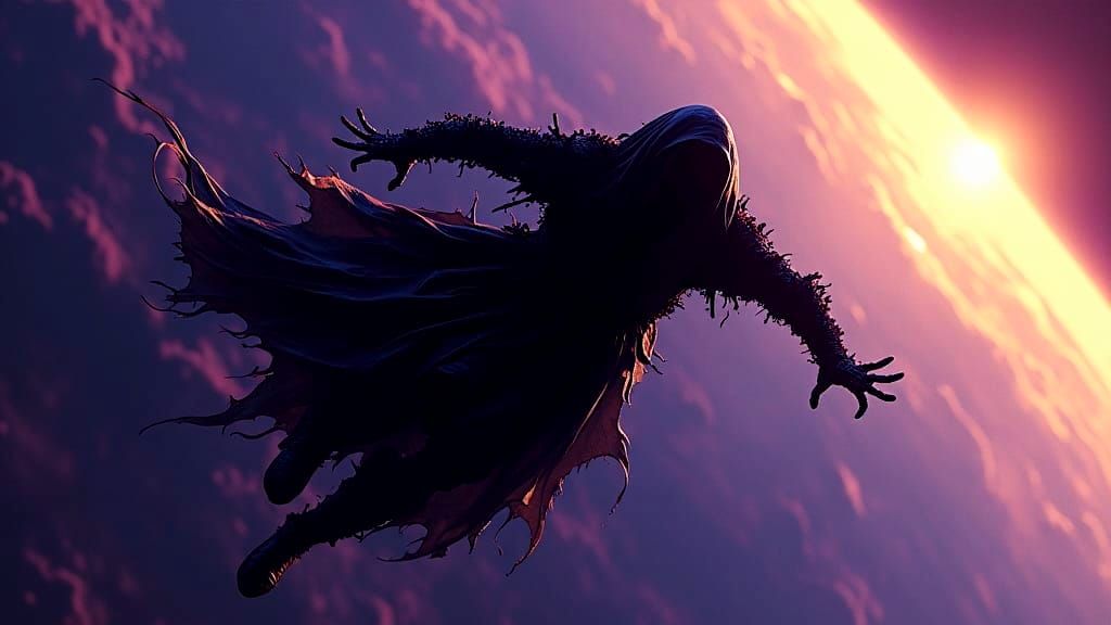 Cosmic Horror Villain in Dynamic Comic Book Art