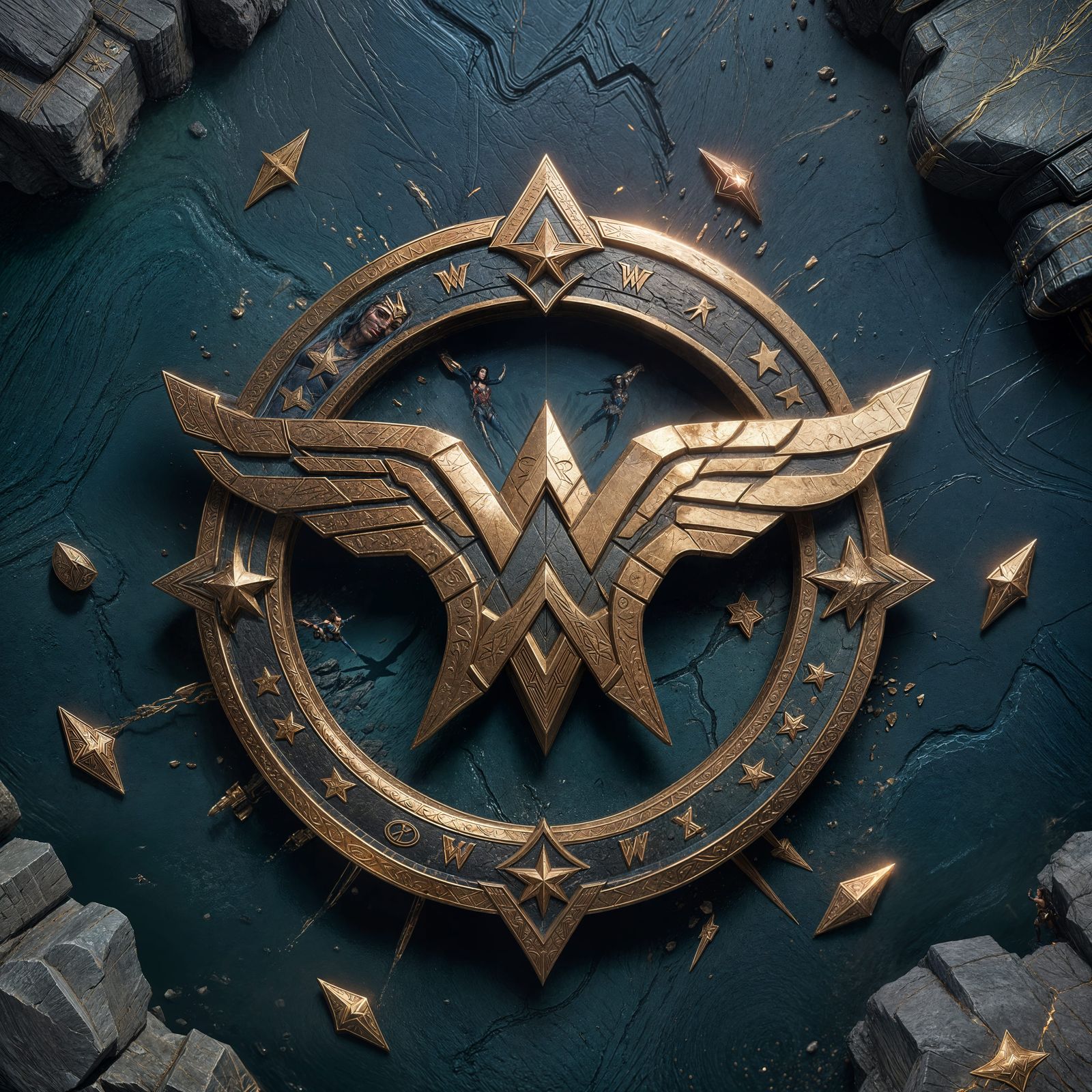 Epic Wonder Woman Logo in Fantastical Detail