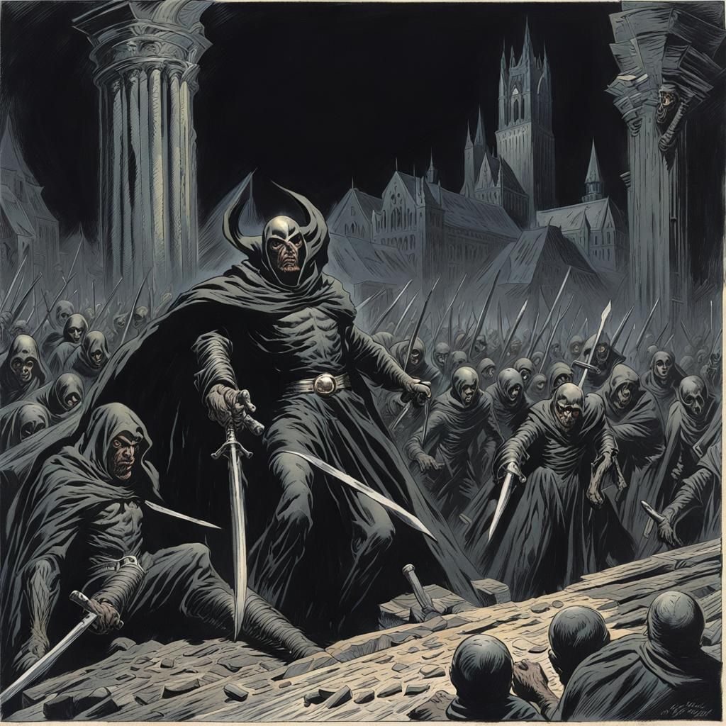 Grimdark Illustration with Dramatic Lighting