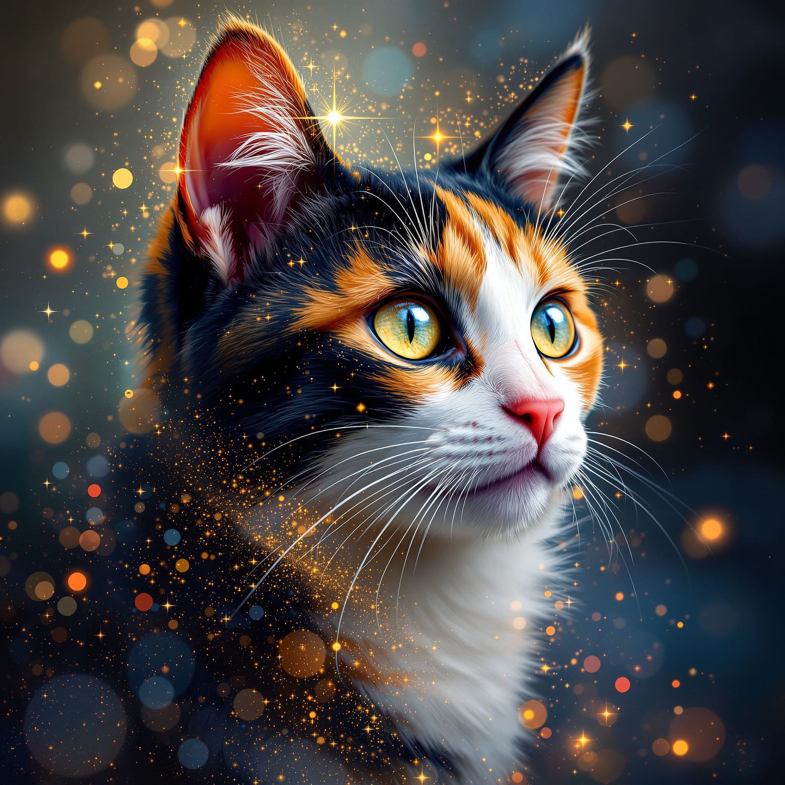 Calico Kitty with Shiny Aura: Digital Painting