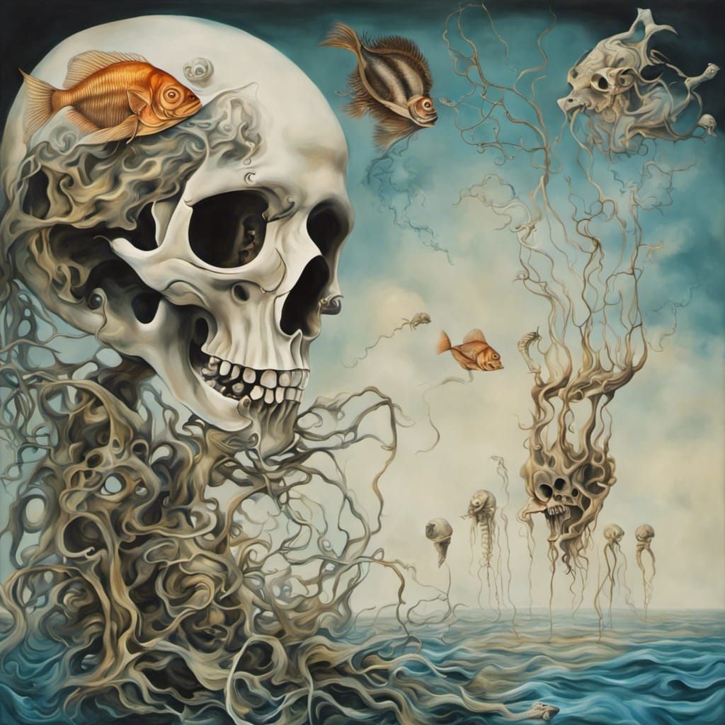 Polluted Earth: Surreal Underwater Oil Painting