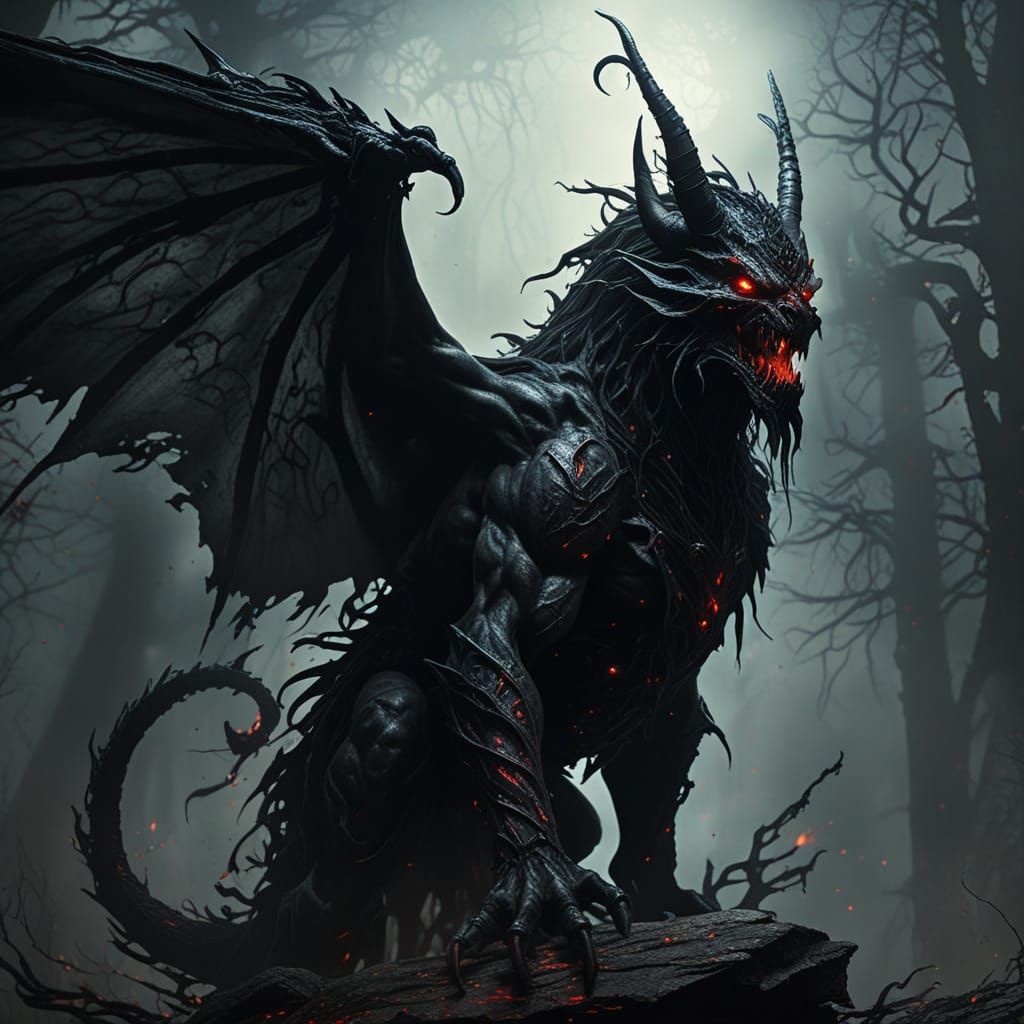 Gothic Ink Demon Attacks in Dark Fantasy Art