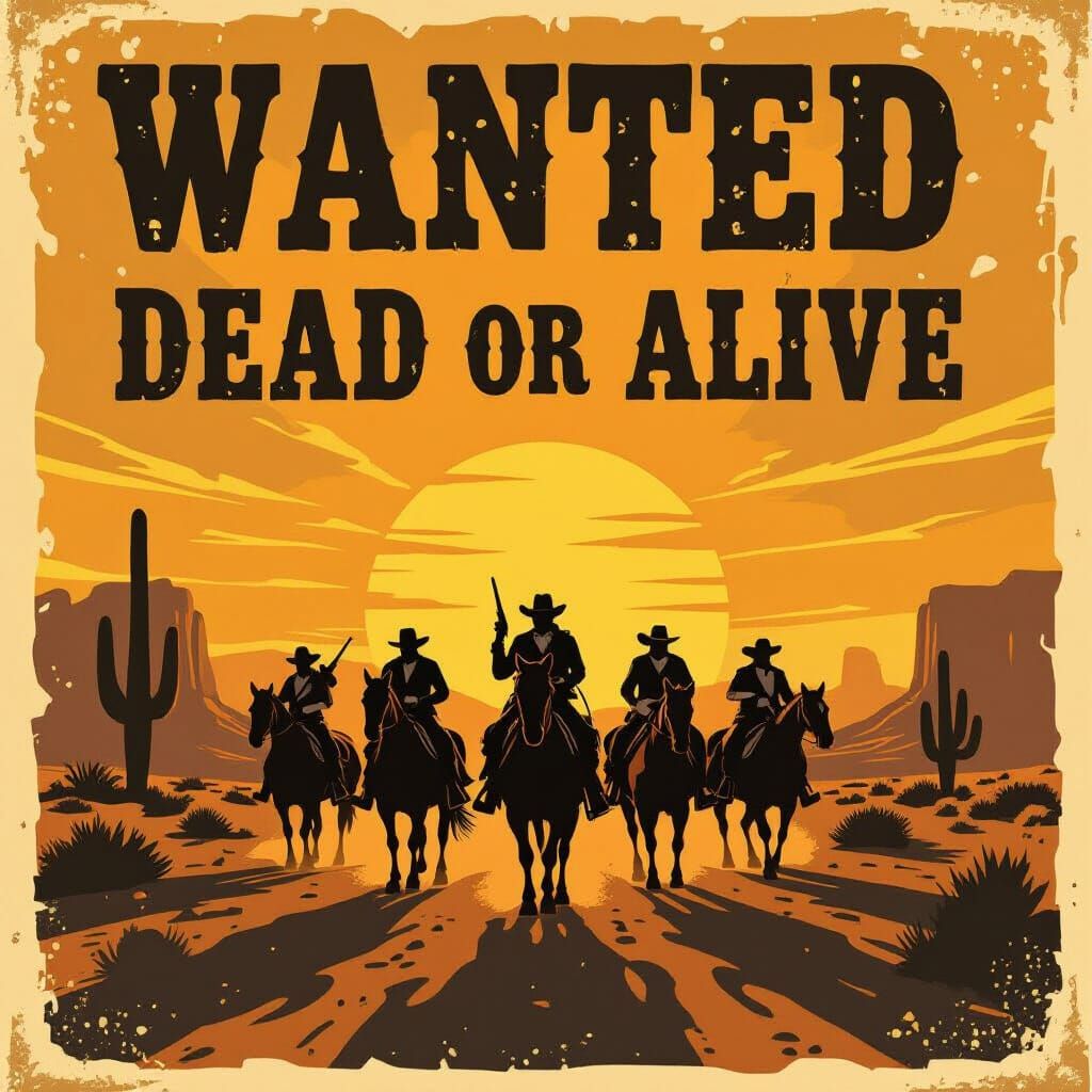 Wild West Outlaw Gang Wanted Poster