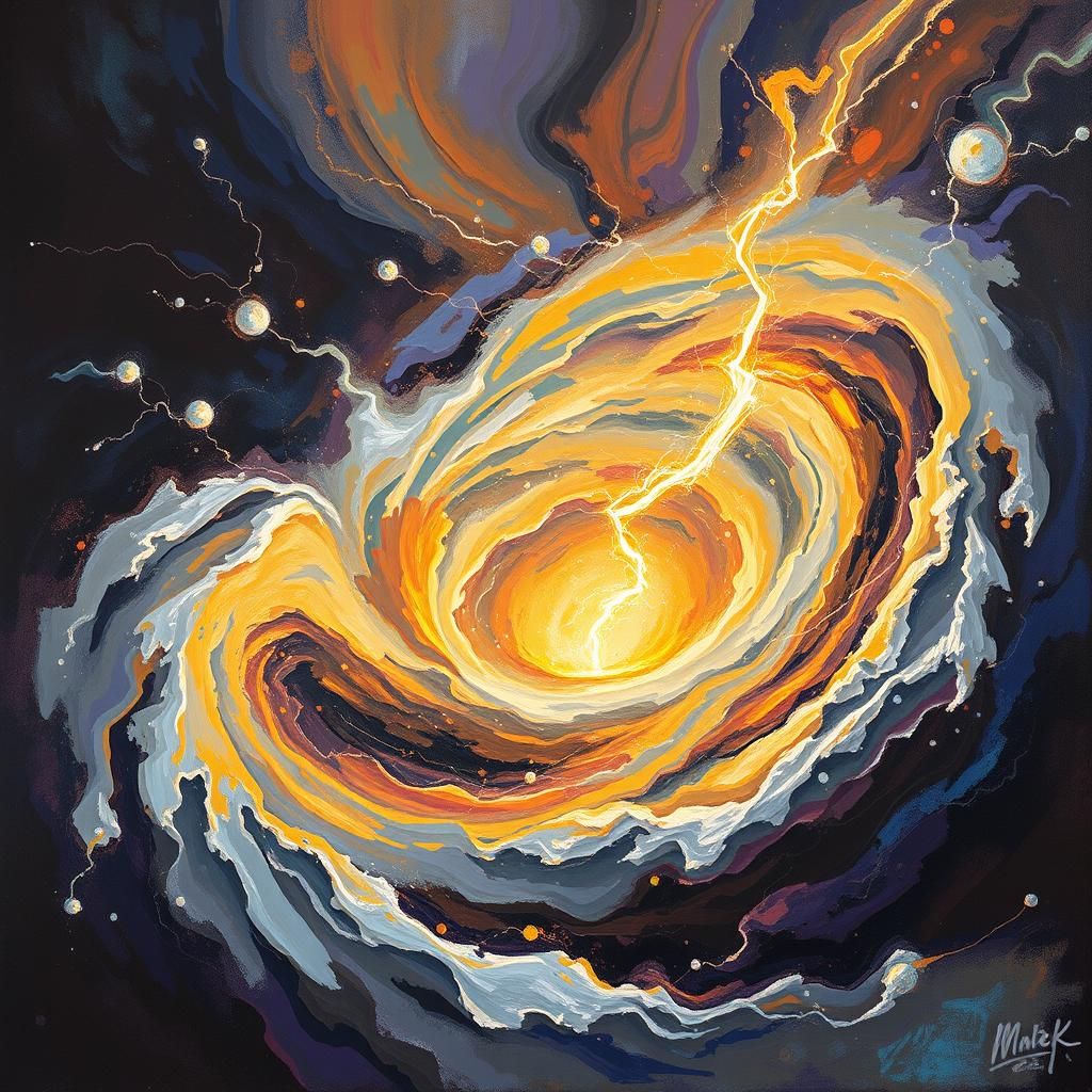 Dynamic Vortex of Colorful Energy as Oil Painting