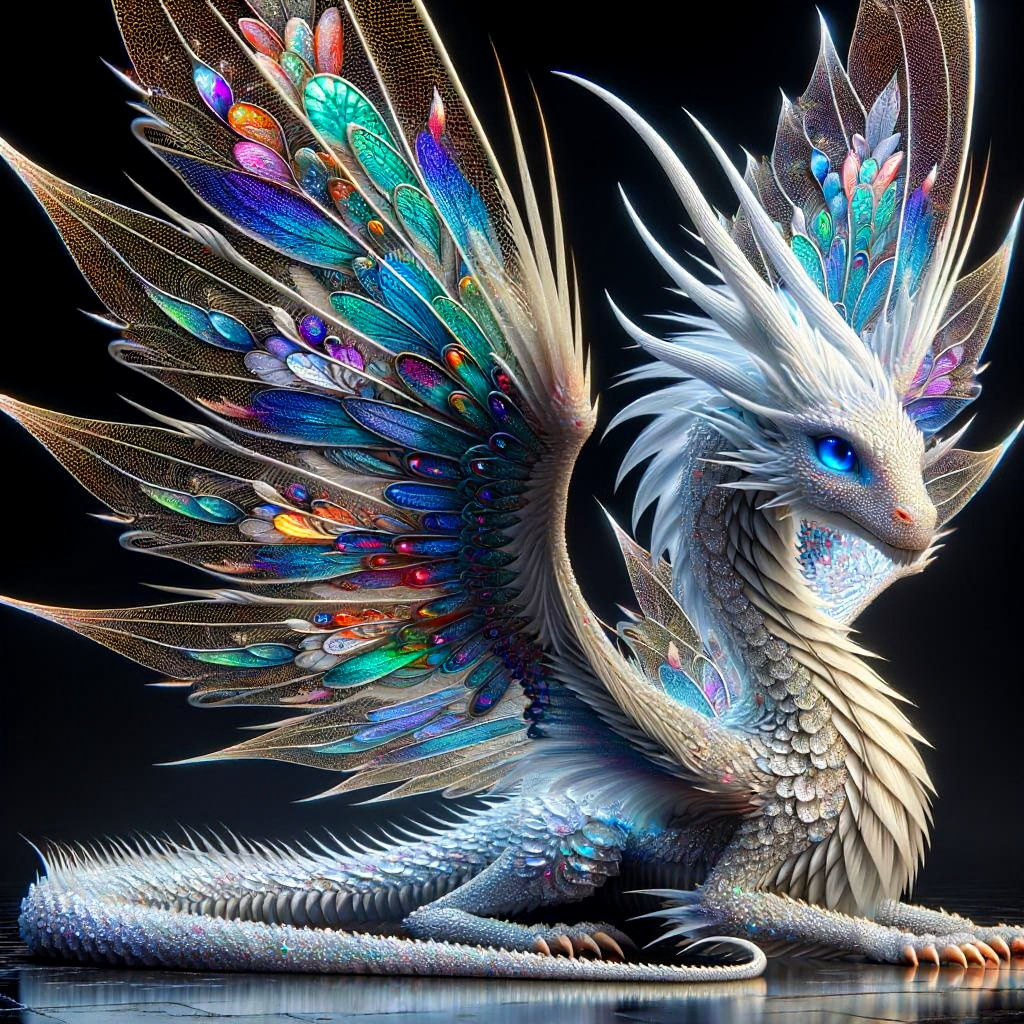 Dragon with Dragonfly Wings and Opalescent Scales