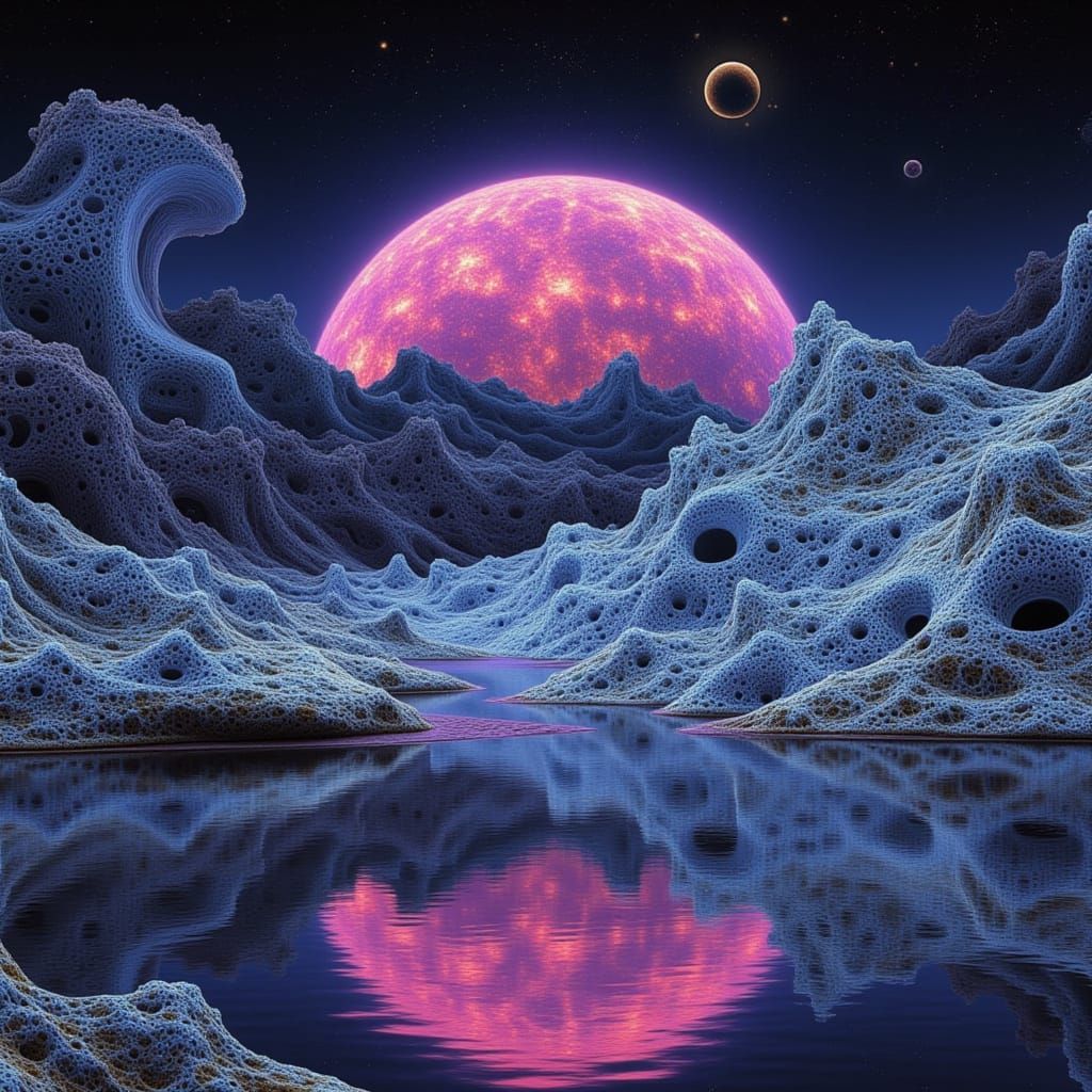 Mercury Lake Exoplanet City Reflection