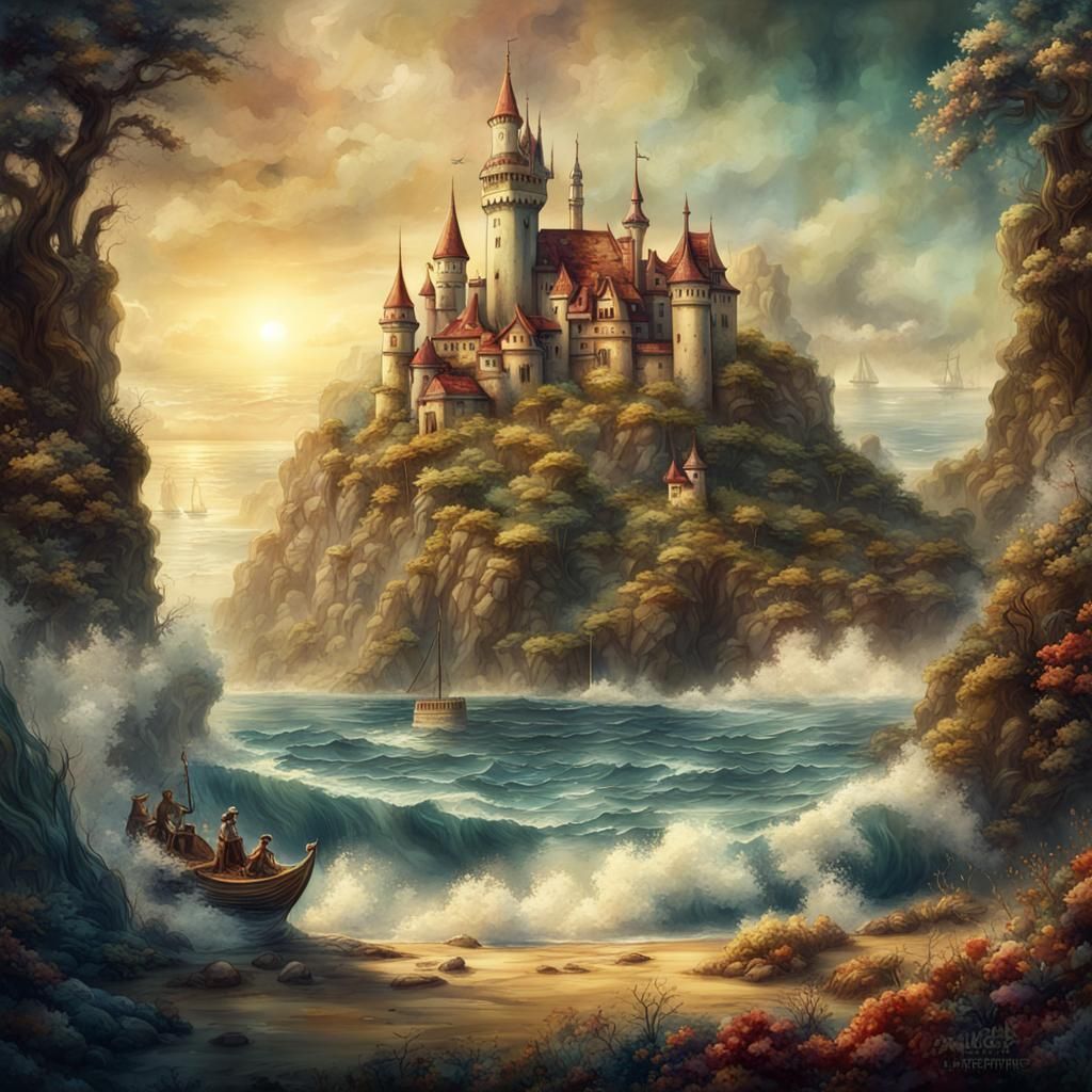 Vintage Ocean Fairytale in Watercolor Style