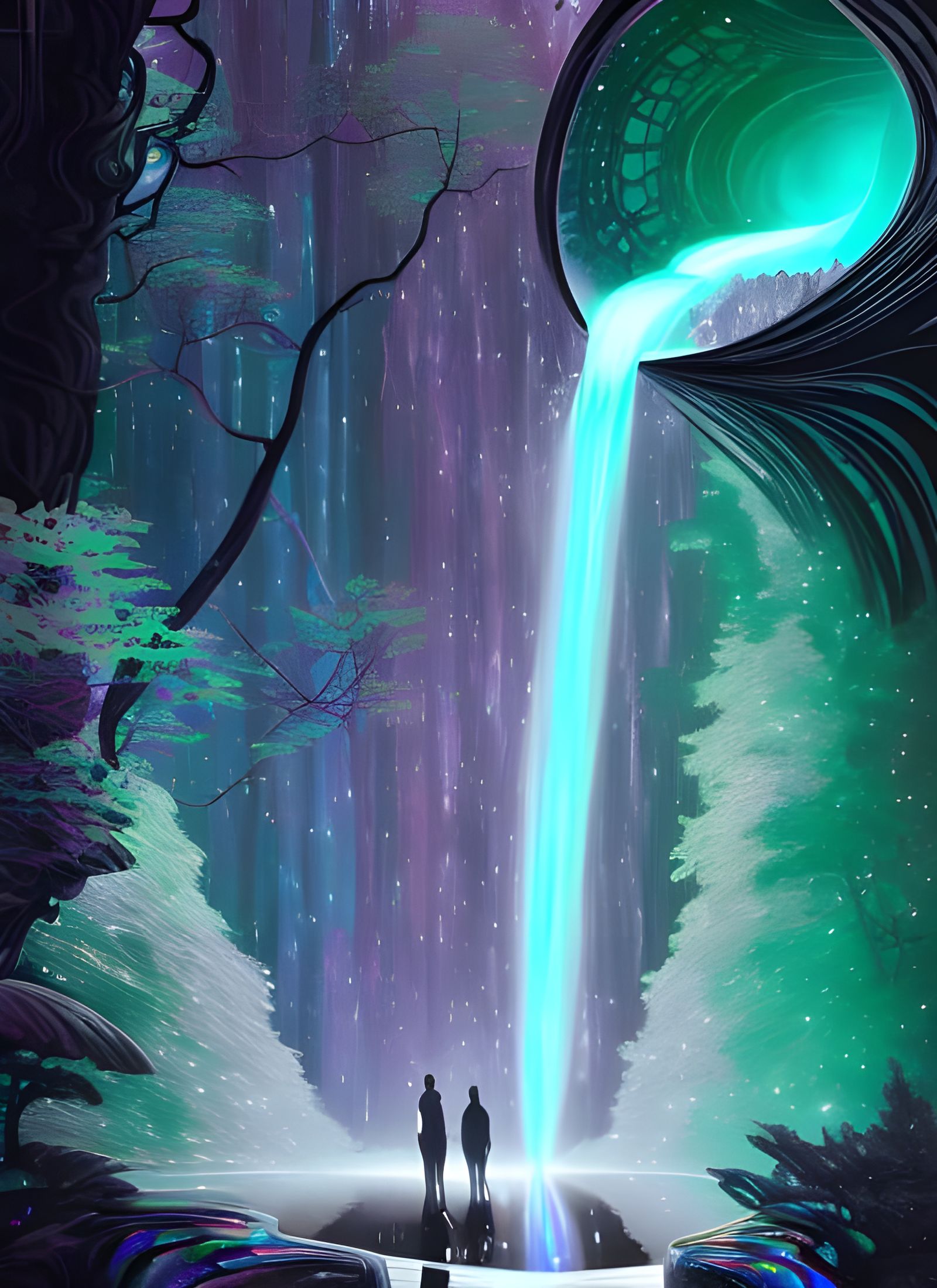 Galactic Waterfall in Secret Forest Hideout