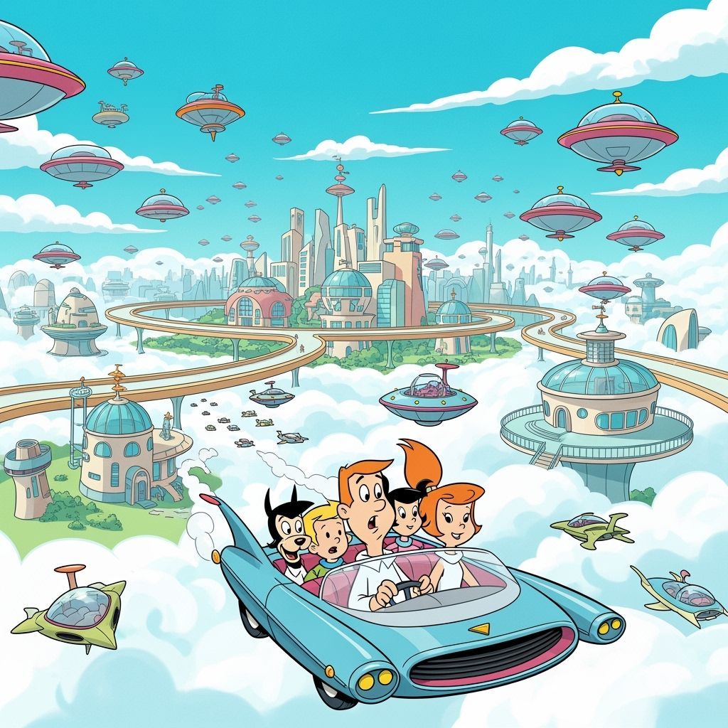 Jetsons Family Soars Through Retro-Future Cityscape