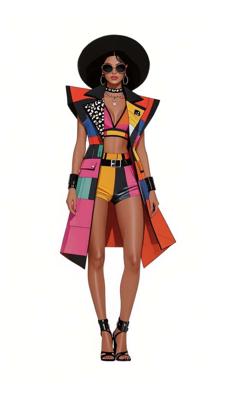 80s Fashion Model Illustration in 3D