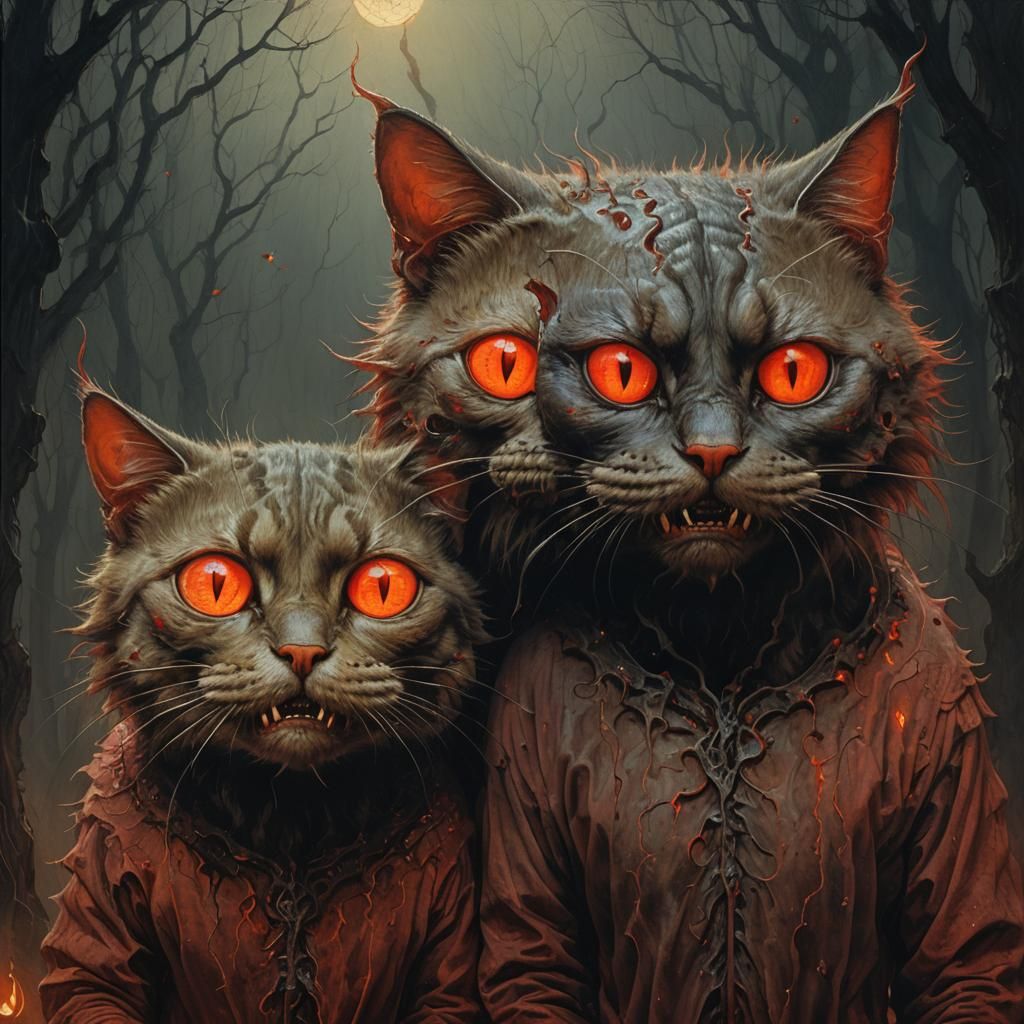 Married with Halloween, evil cat demon, rotted skin, ugly no...