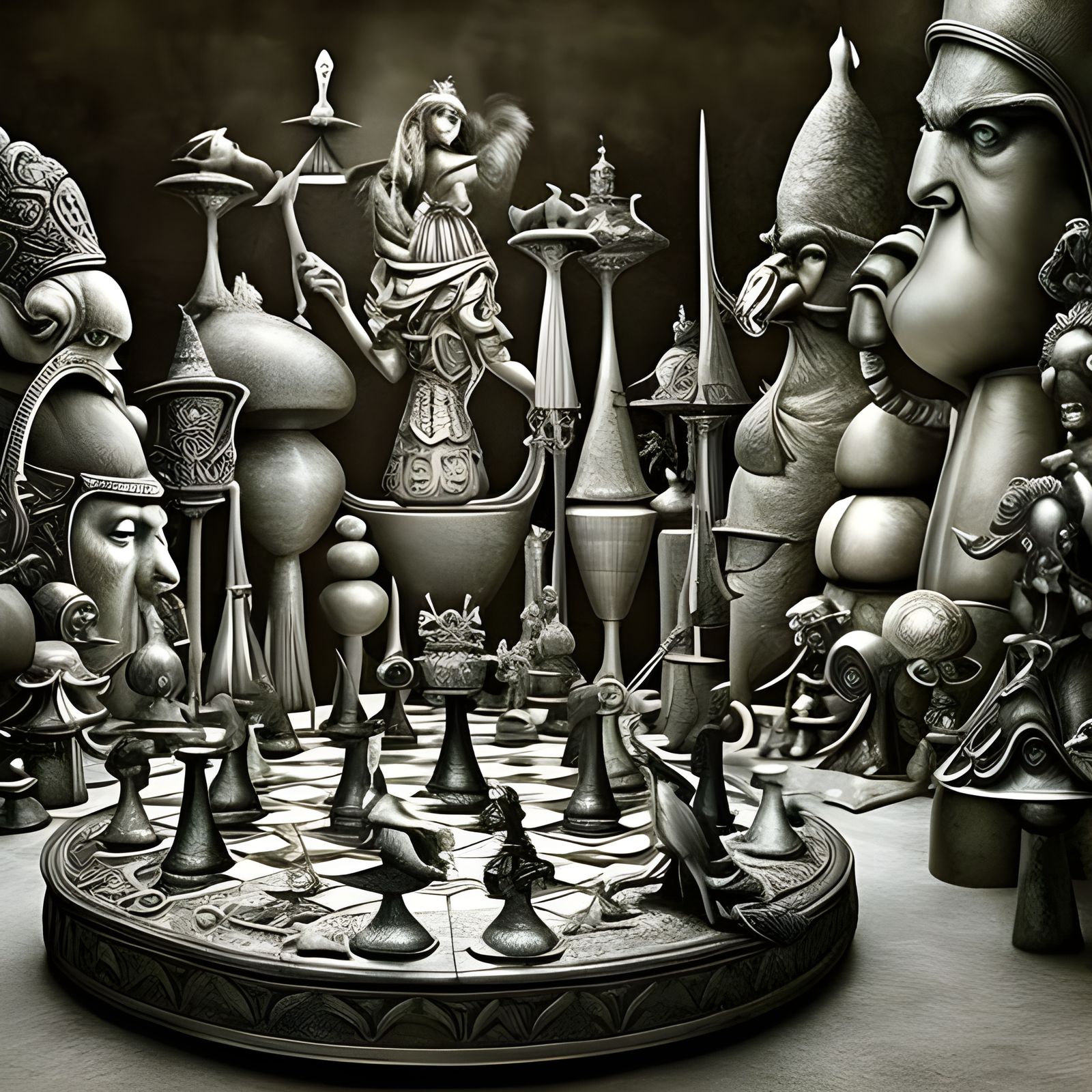 Alice in Wonderland Chess Game: Detailed Fine Art
