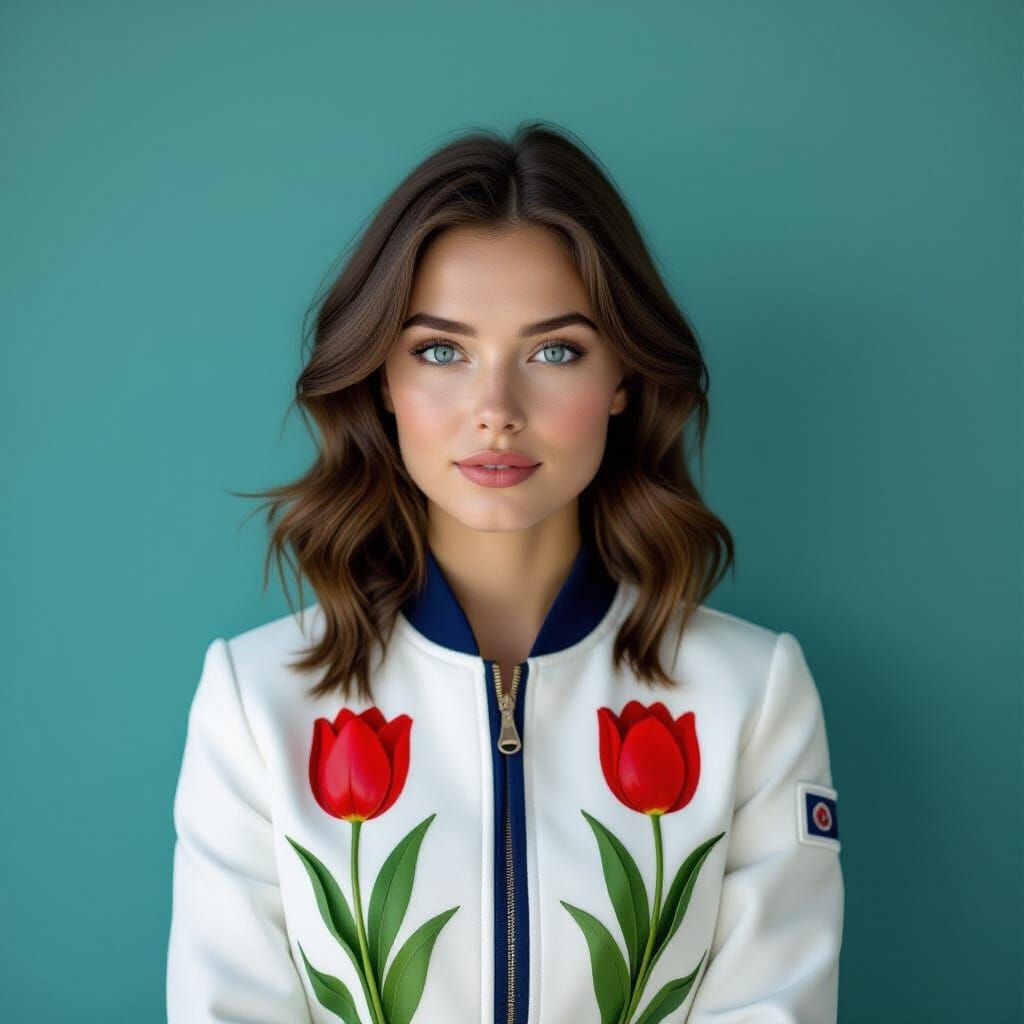 Finnish Woman in Bold Floral Jacket, Minimalist Chic Style