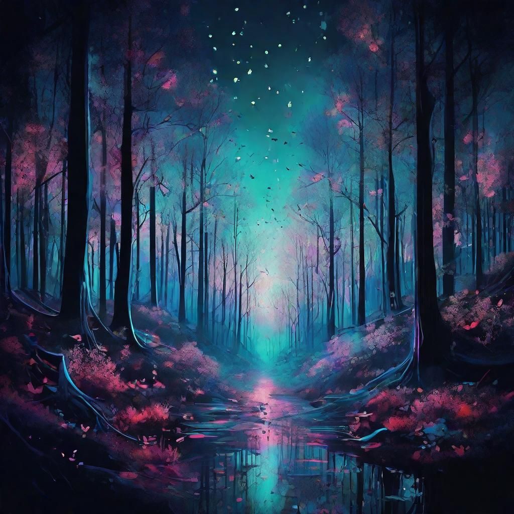 Inverted Night Landscape in Ethereal Style