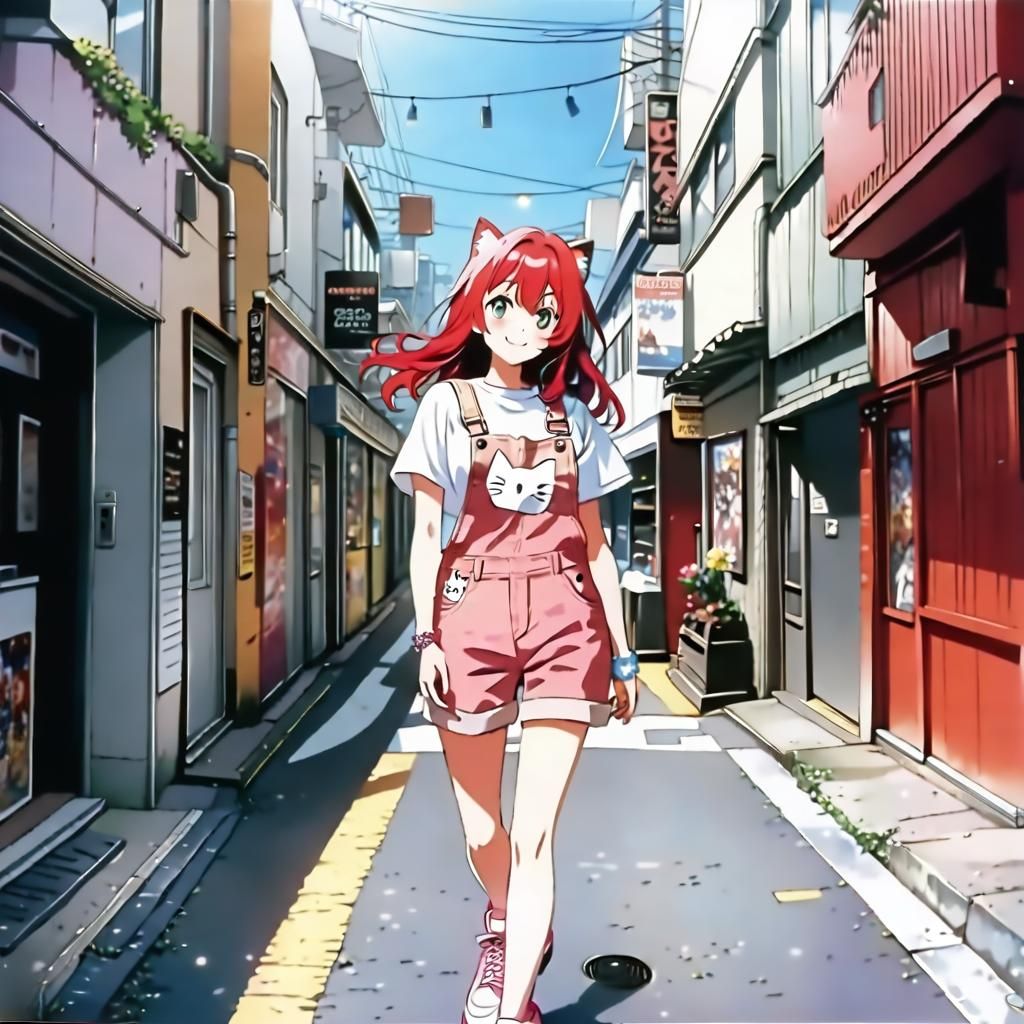 Anime Chibi Girl in Harajuku, Cel-Shaded Style