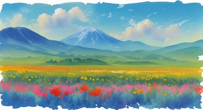 Summer Impressionist Gouache Watercolor Painting